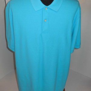 LL Bean polo shirt aqua (blue) XL Tall short sleeve traditional fit 100% cotton